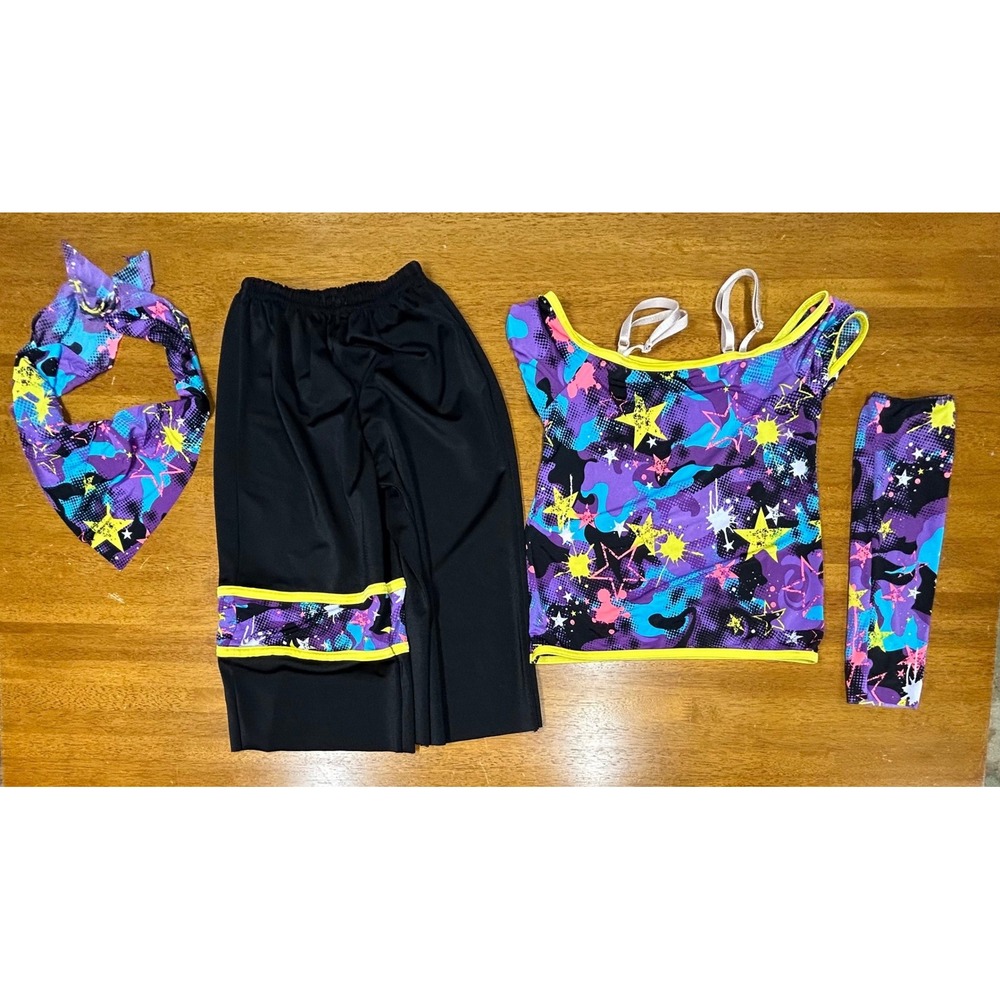 Medium Costume Gallery Kids Medium Jazz Dance Costume Set Star Print 4pc Black